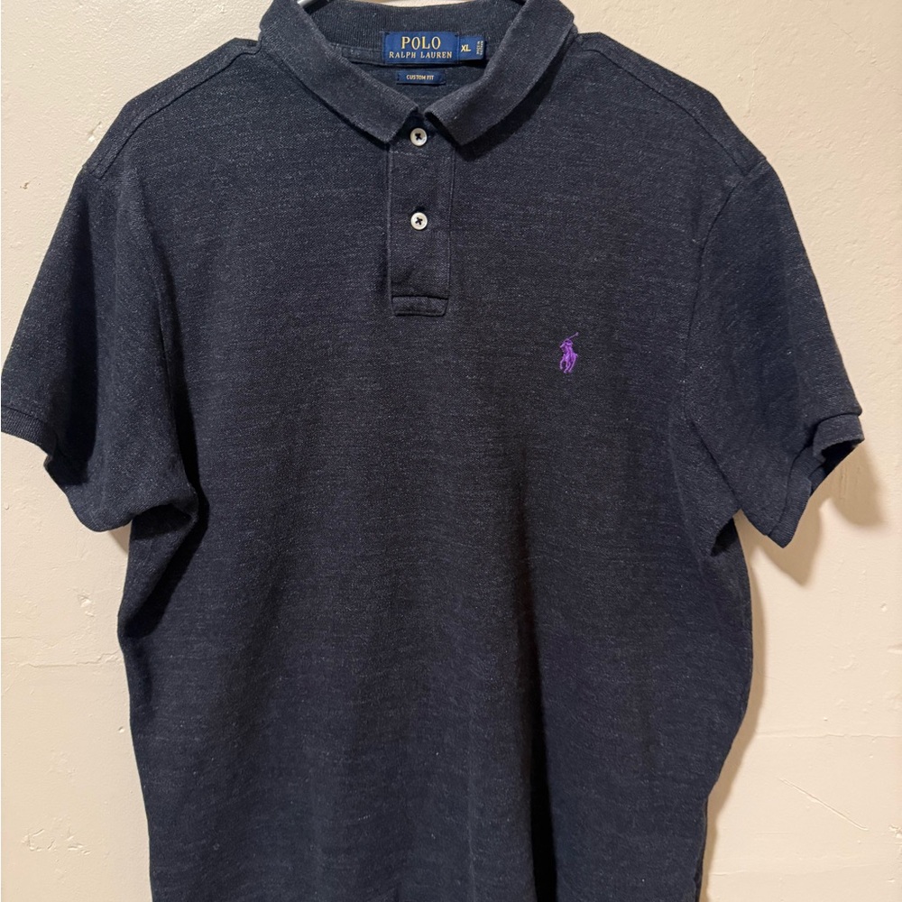 Ralph Lauren Men's Dark Polo with Purple Logo